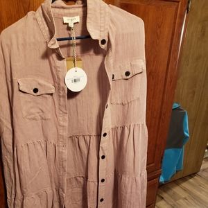 Mauve button down fray dress